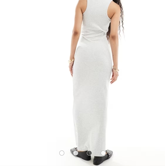 ASOS 4th And Reckless Ribbed Cotton Tank Dress In Light Gray Size 14 - Picture 3 of 6